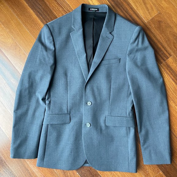 Express Other - Express Grey Wool Blazer Suit Jacket 36R Extra Slim
